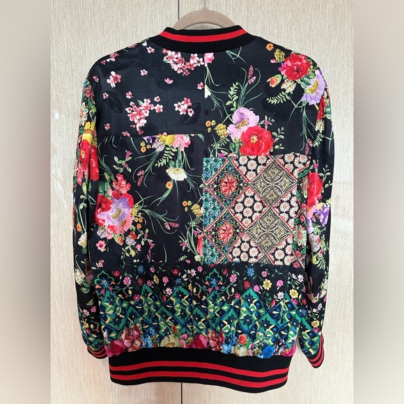 ALICE and OLIVIA Lila Oversized Patchwork Bomber Jacket - Picture 3 of 16